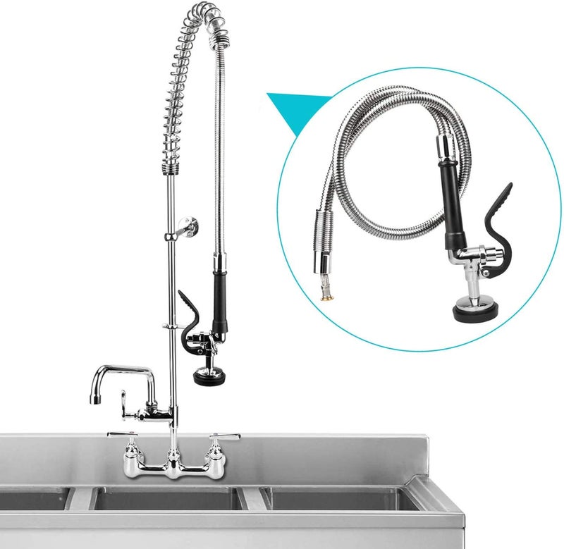 COOLWEST Pre-Rinse Hose with Spray Valve 44 Inch Flexible Stainless Hose with Sprayer Nozzle Head Replacement Kit for Commercial Kitchen Sink Faucet(Free Brass Adapter to Connect Add-on Swivel Spout) - Image 2